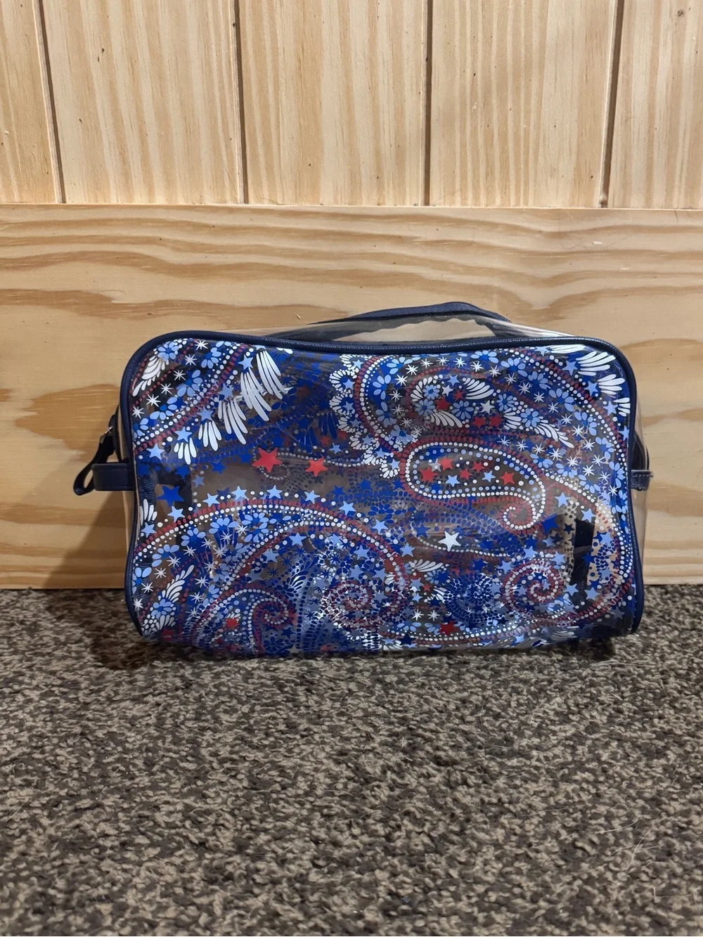 VERA BRADLEY MEDIUM CLEAR COSMETIC BAG— FIREWORKS PAISLEY